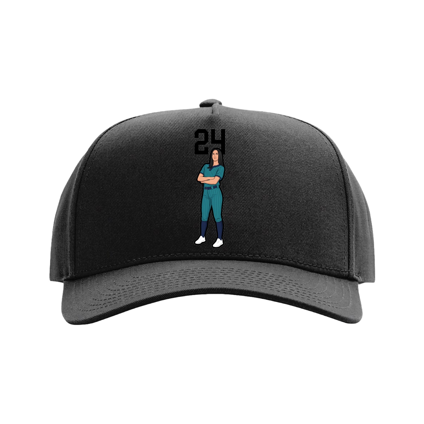 Full Fabric Five-Panel Champ Cap — Number Top in Black