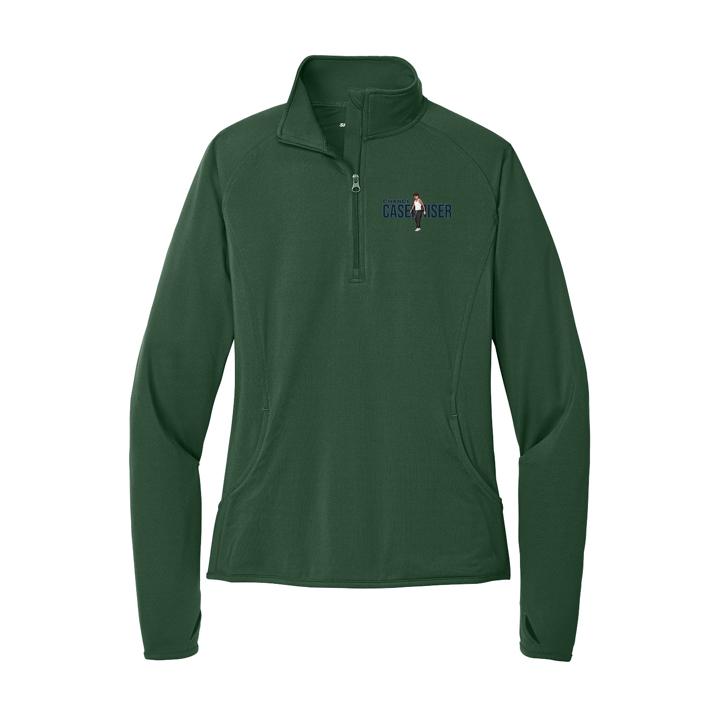 Women's Q-Zip Pullover — Player Name in Green