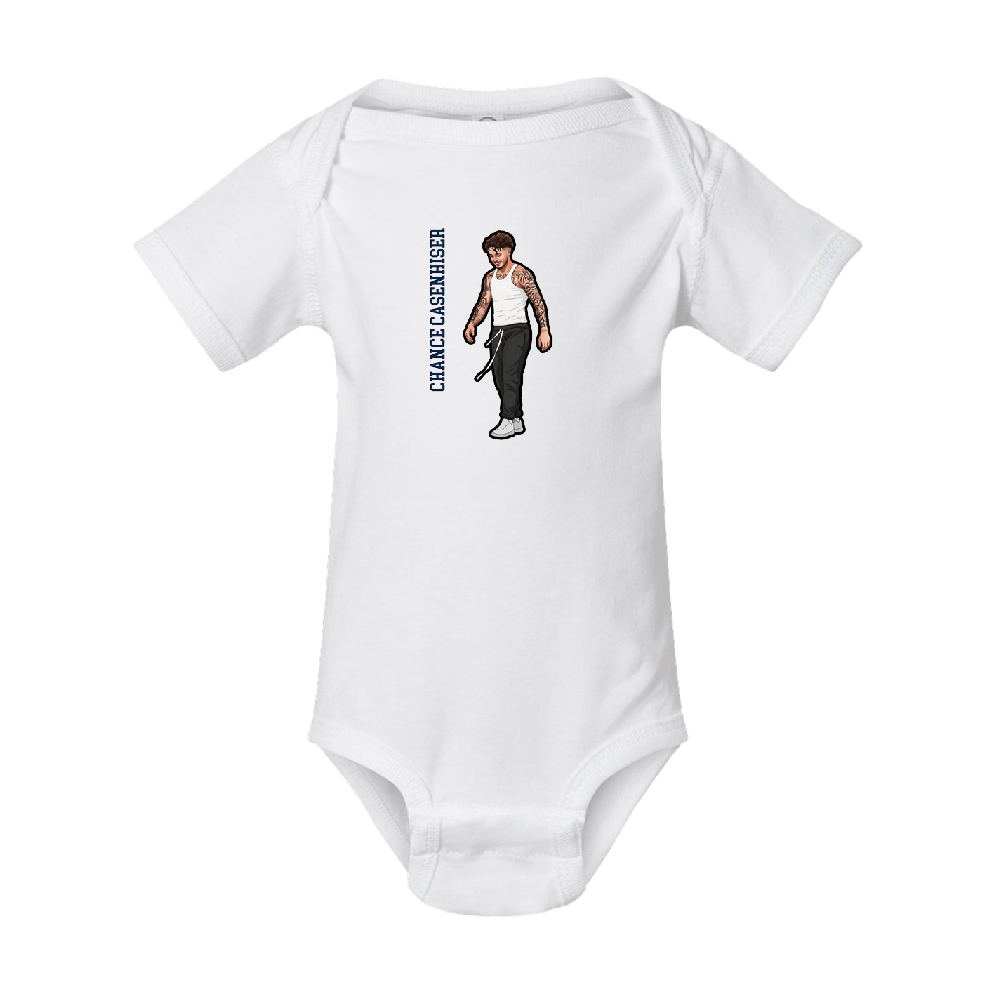 Baby Onesie — Name Vertical in White