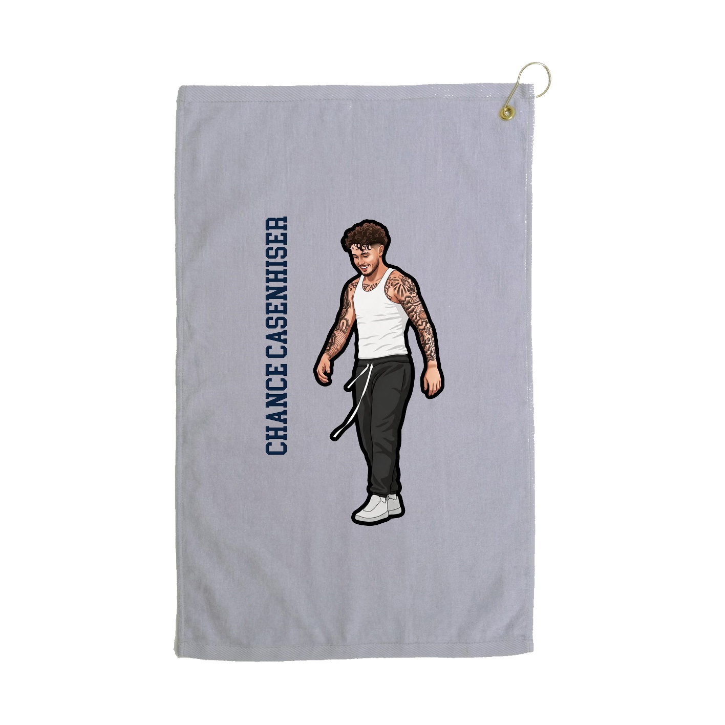 Golf Towel — Name Vertical in Grey