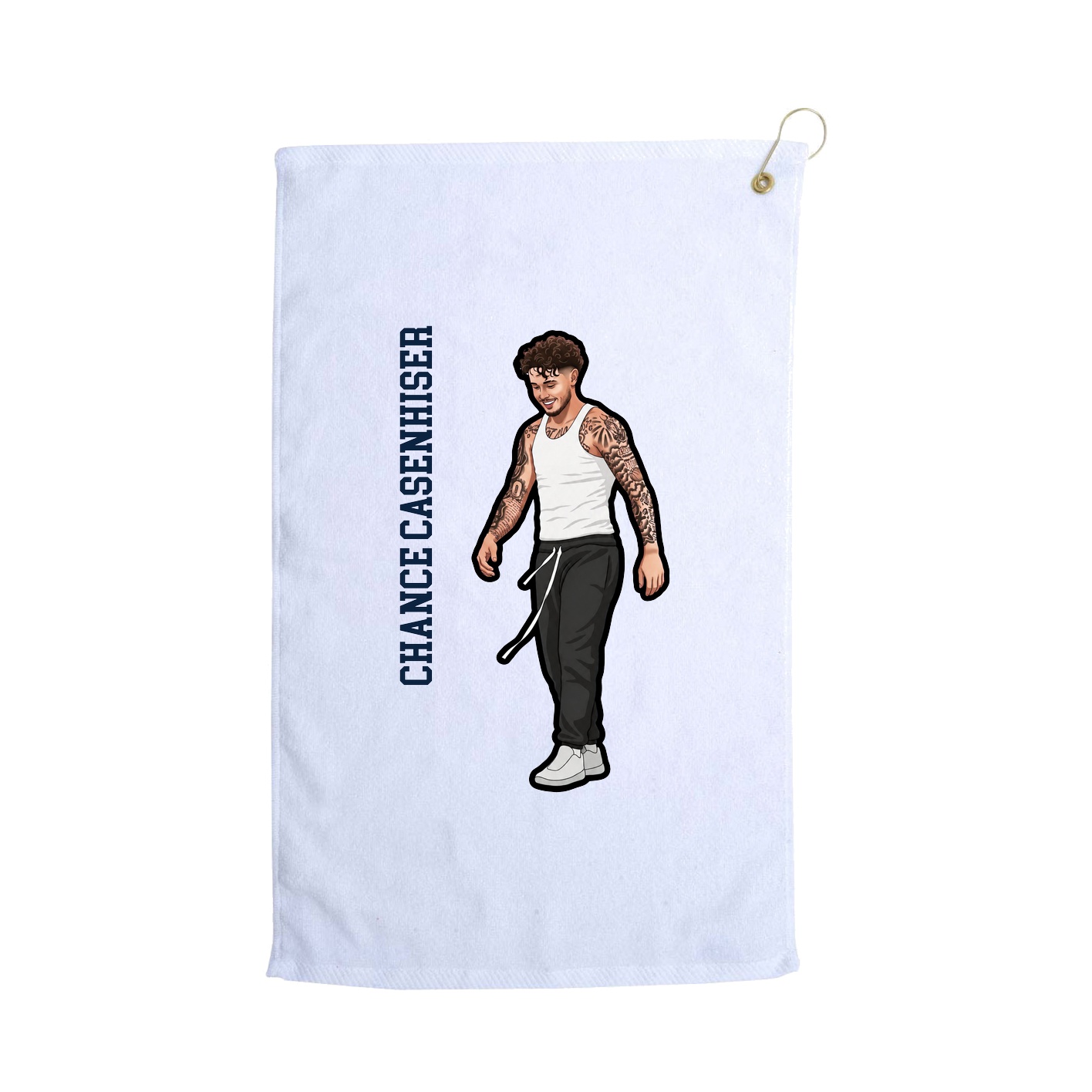 Golf Towel — Name Vertical in White