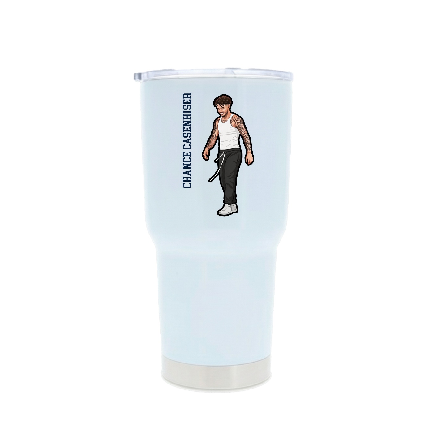 30oz Stainless Steel Tumbler — Name Vertical in White