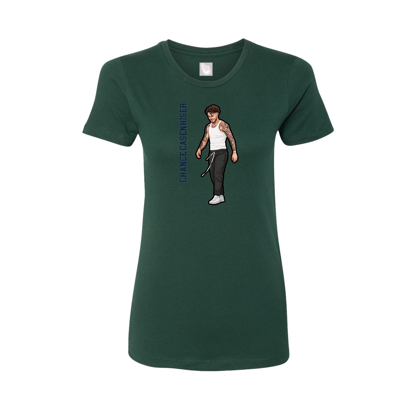 Fitted Women's Tee — Name Vertical in Green