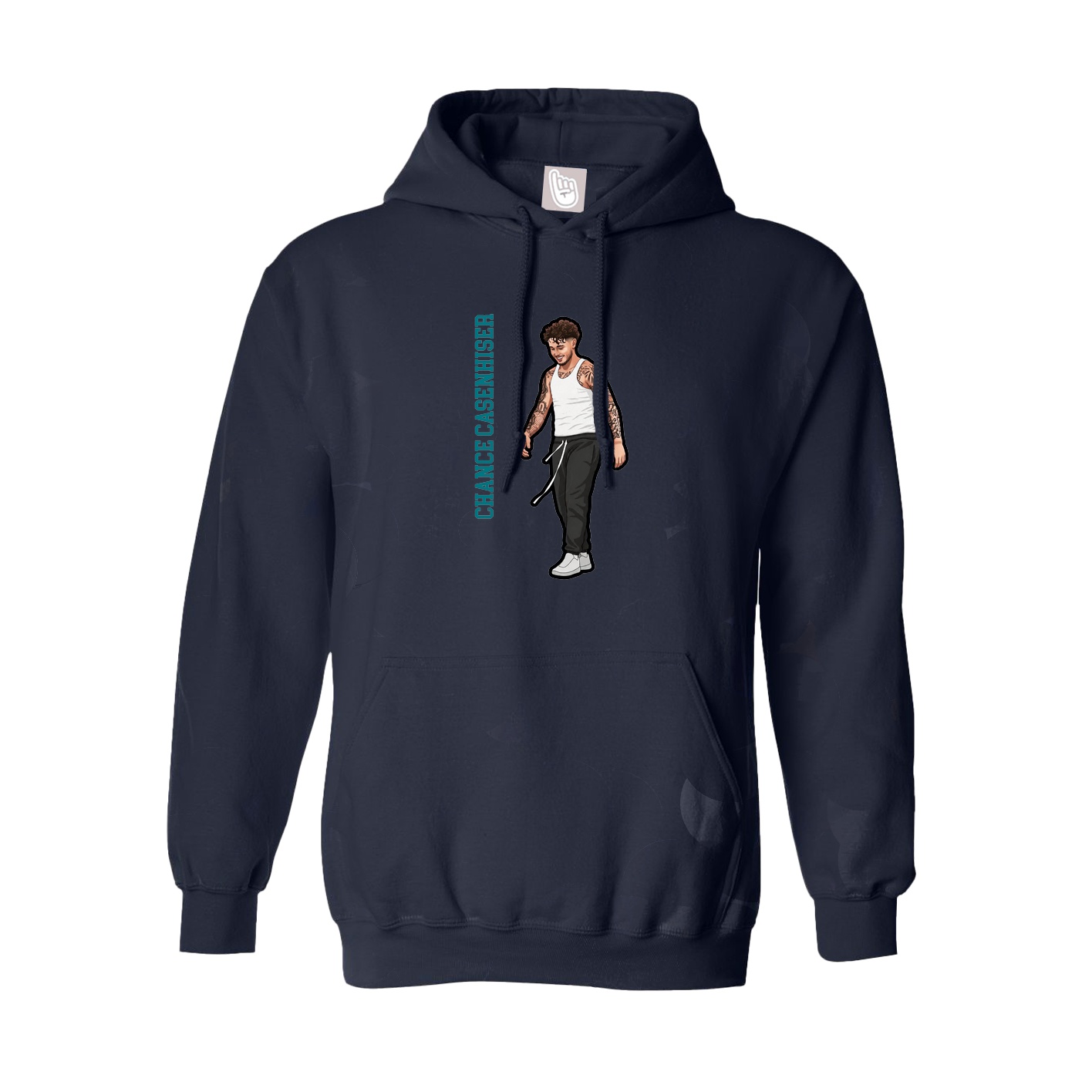 Hoodie — Name Vertical in Navy