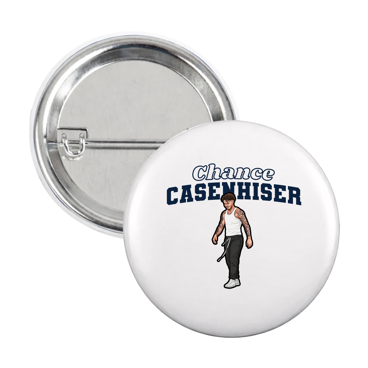 Game Day Button — Name Arch in White
