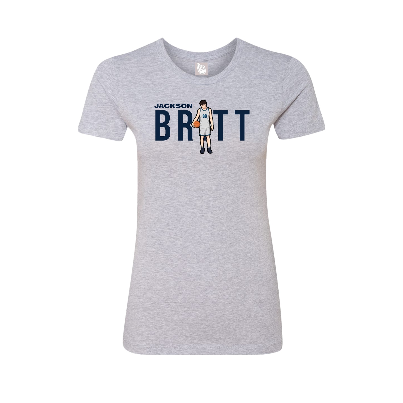 Fitted Women's Tee — Player Name in Grey