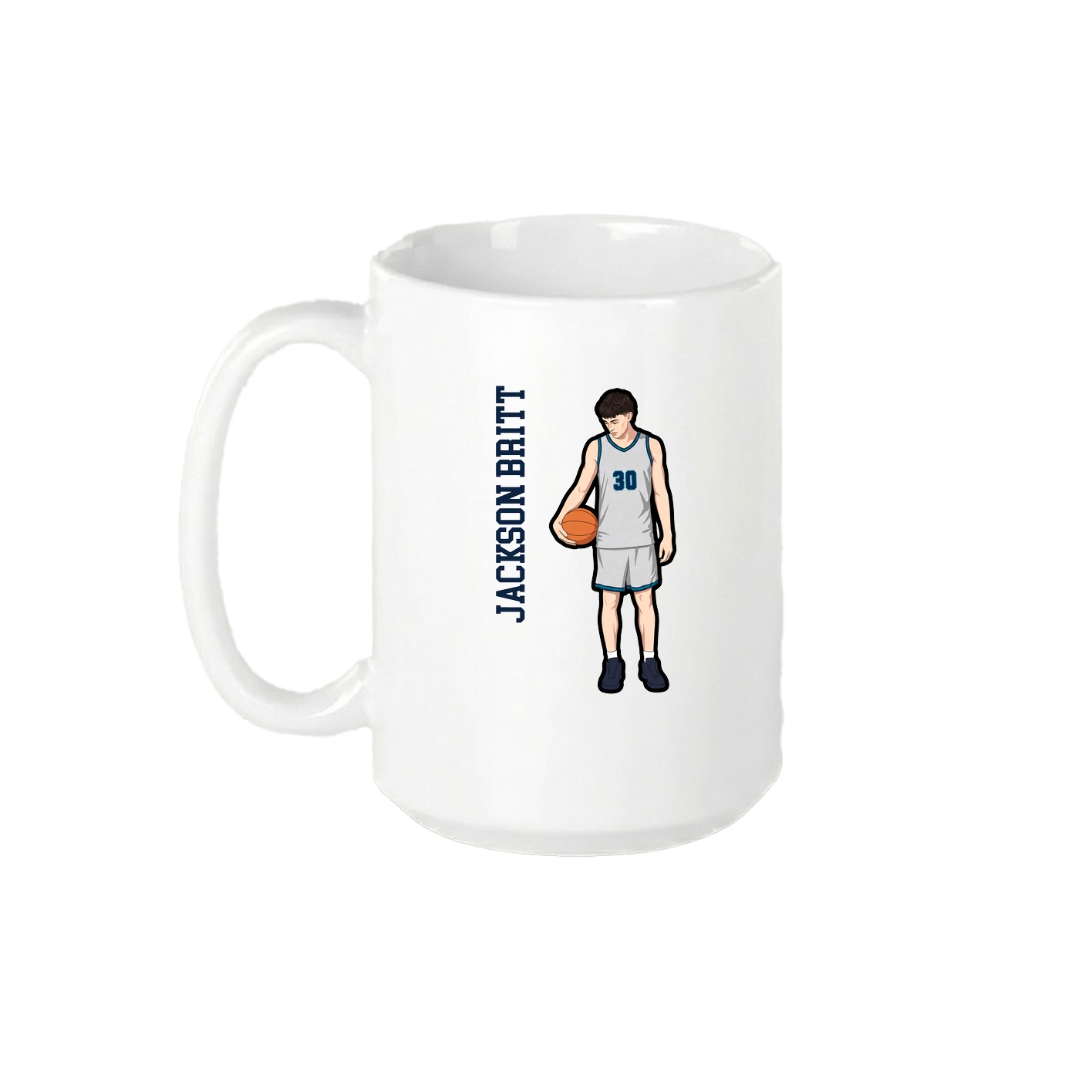 15oz Coffee Mug — Name Vertical in White