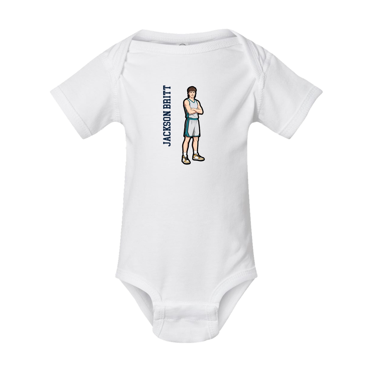 Baby Onesie — Name Vertical in White