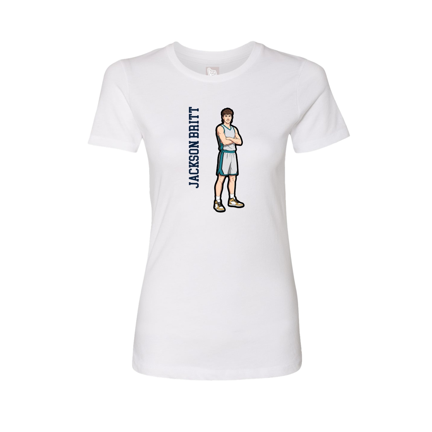 Fitted Women's Tee — Name Vertical in White