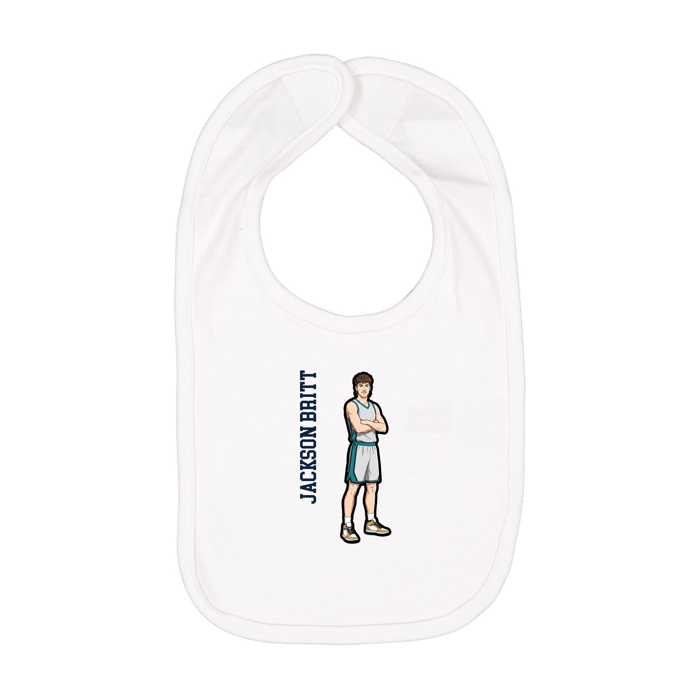 Infant Bib — Name Vertical in White