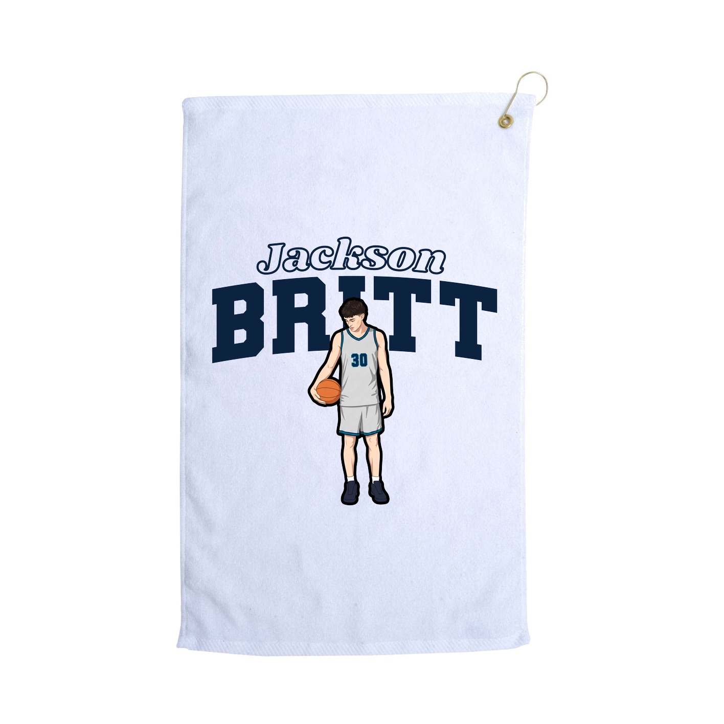 Golf Towel — Name Arch in White