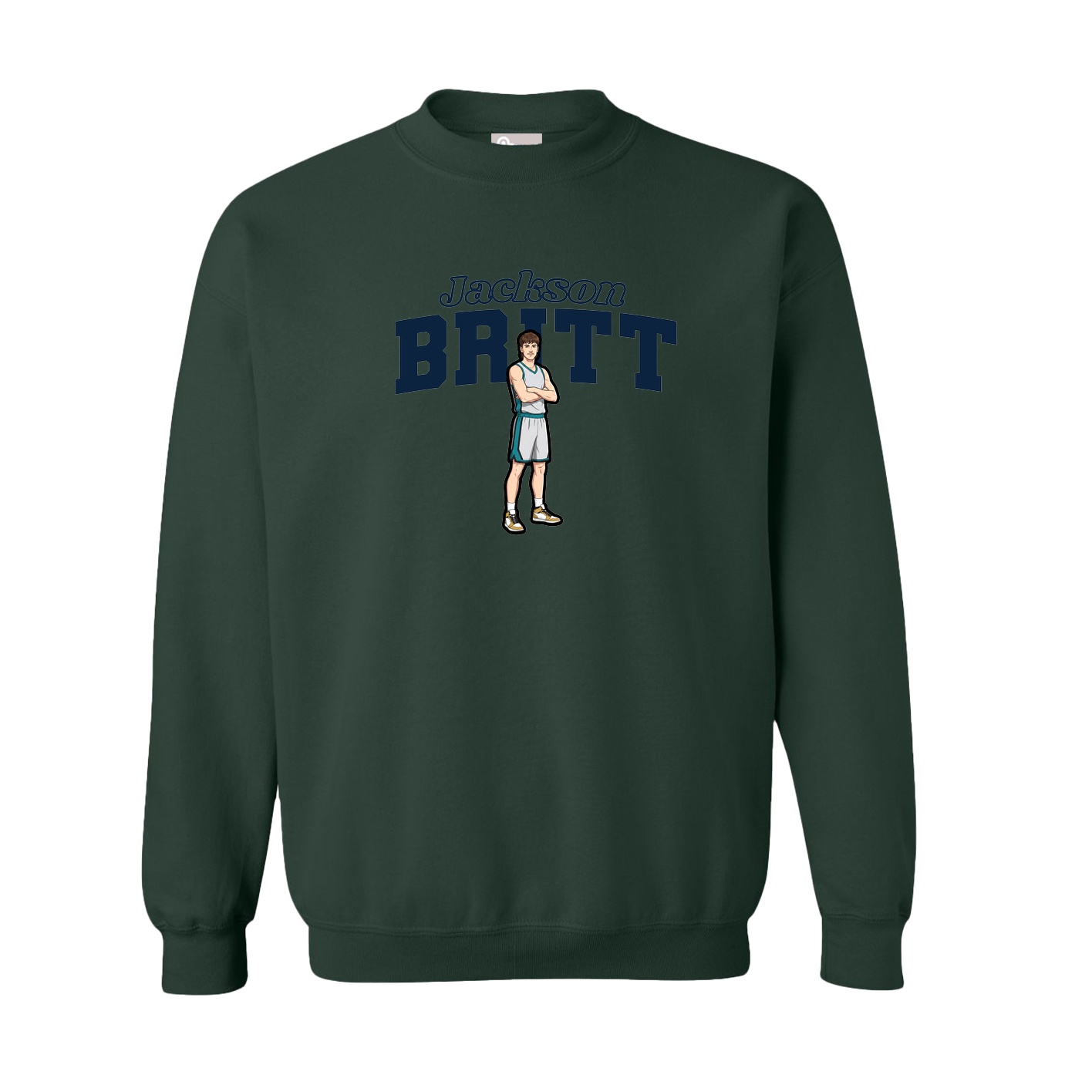 Fleece Crew — Name Arch in Green