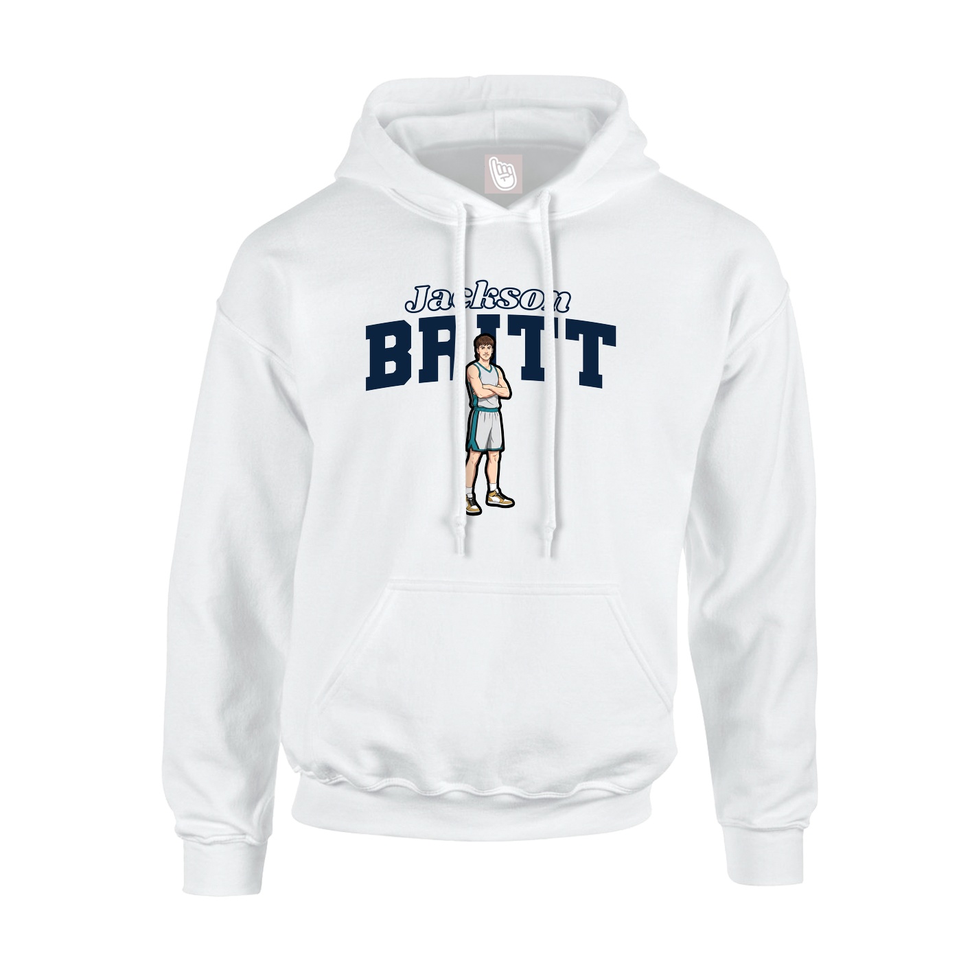 Youth Hoodie — Name Arch in White
