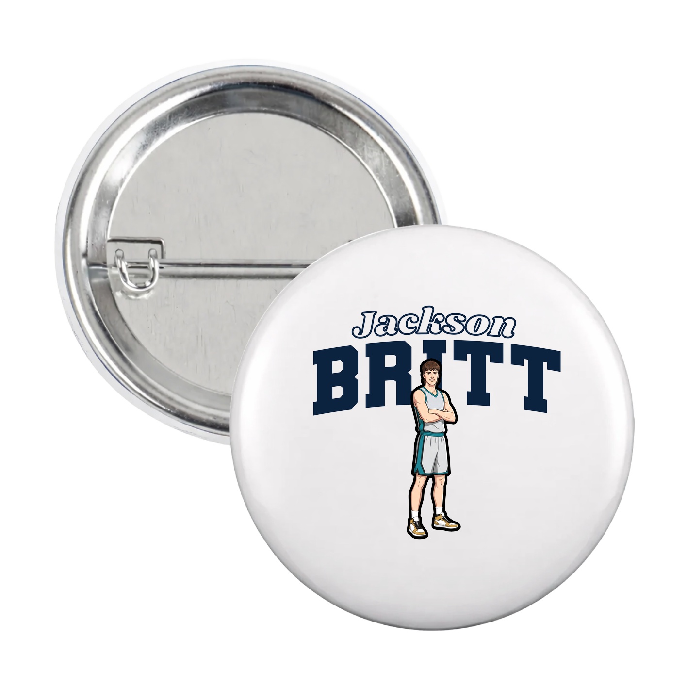 Game Day Button — Name Arch in White