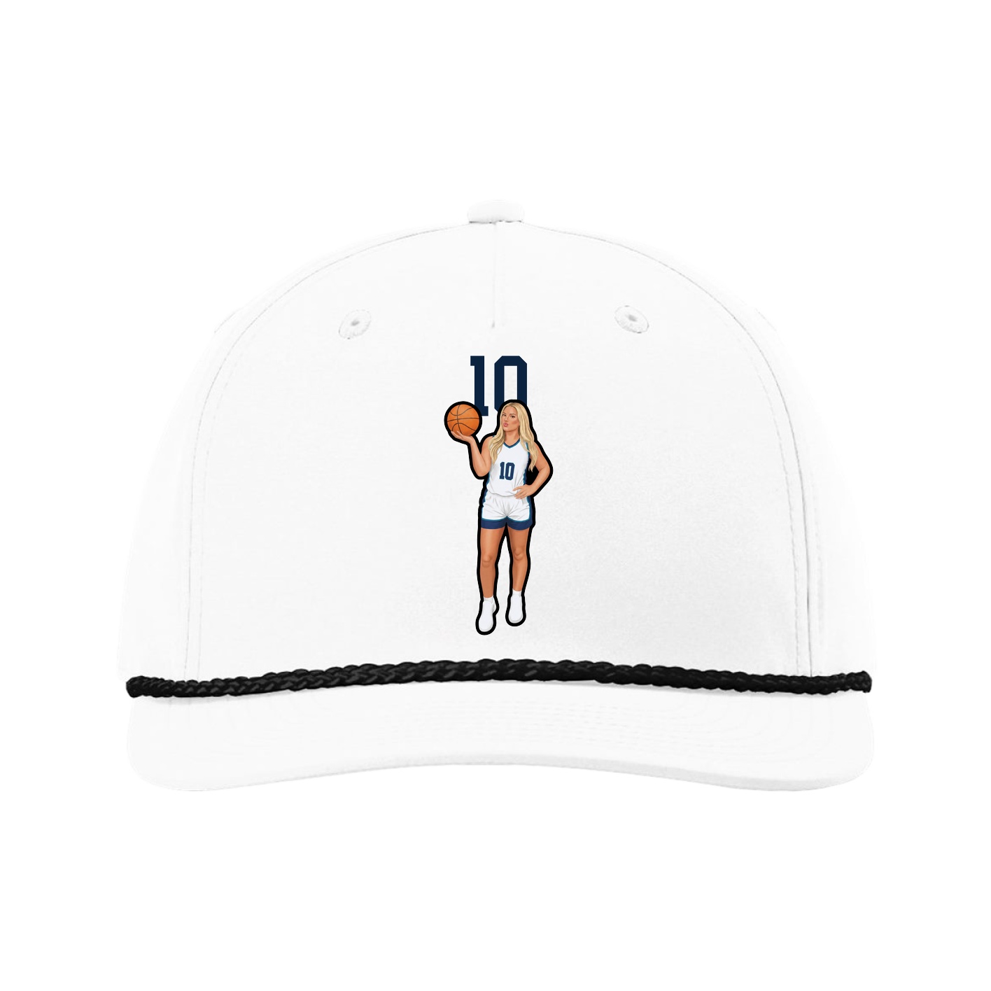 Five-Panel Classic Rope Cap — Number Top in White