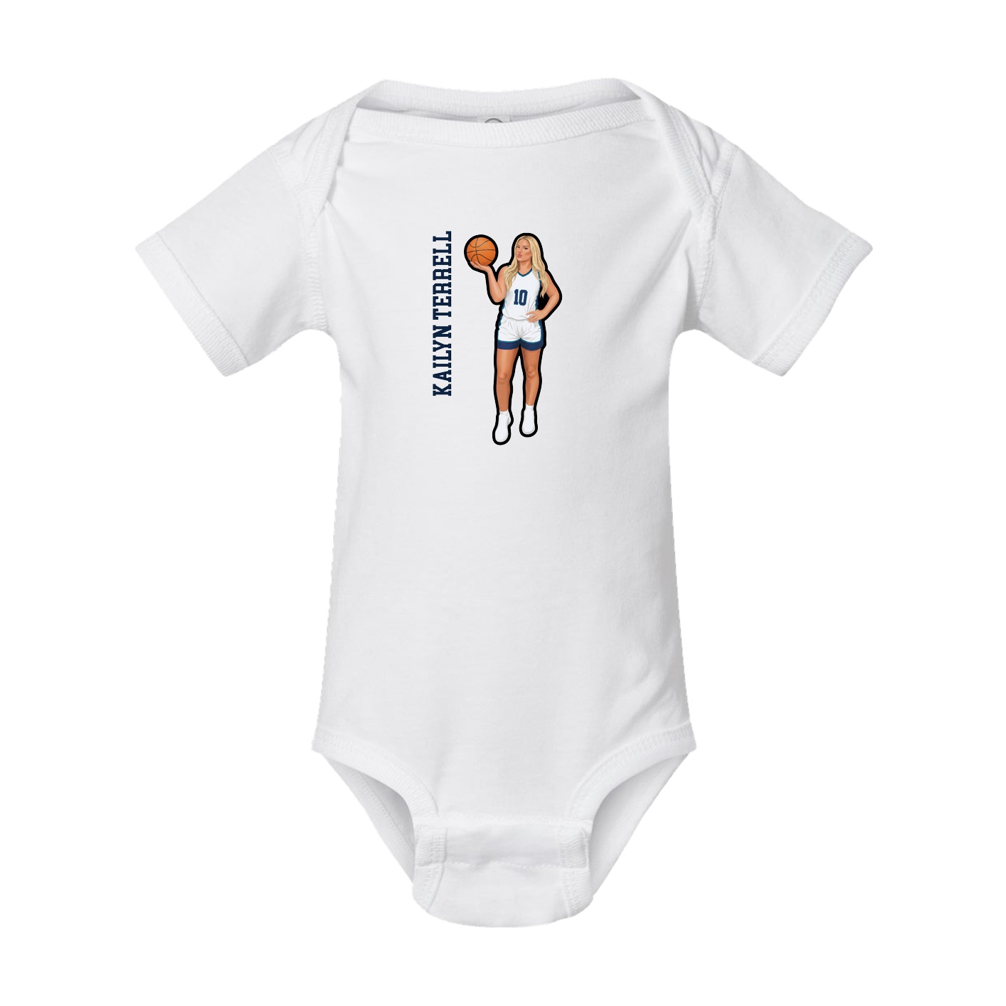 Baby Onesie — Name Vertical in White