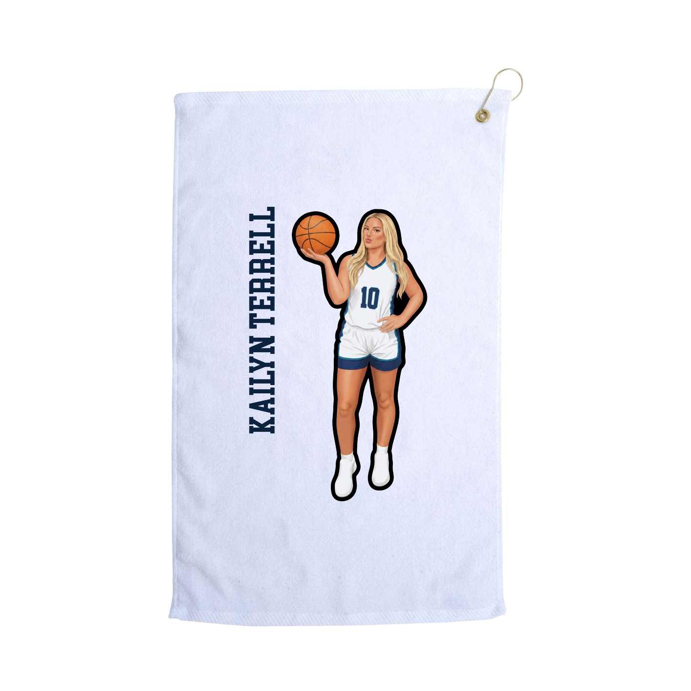 Golf Towel — Name Vertical in White