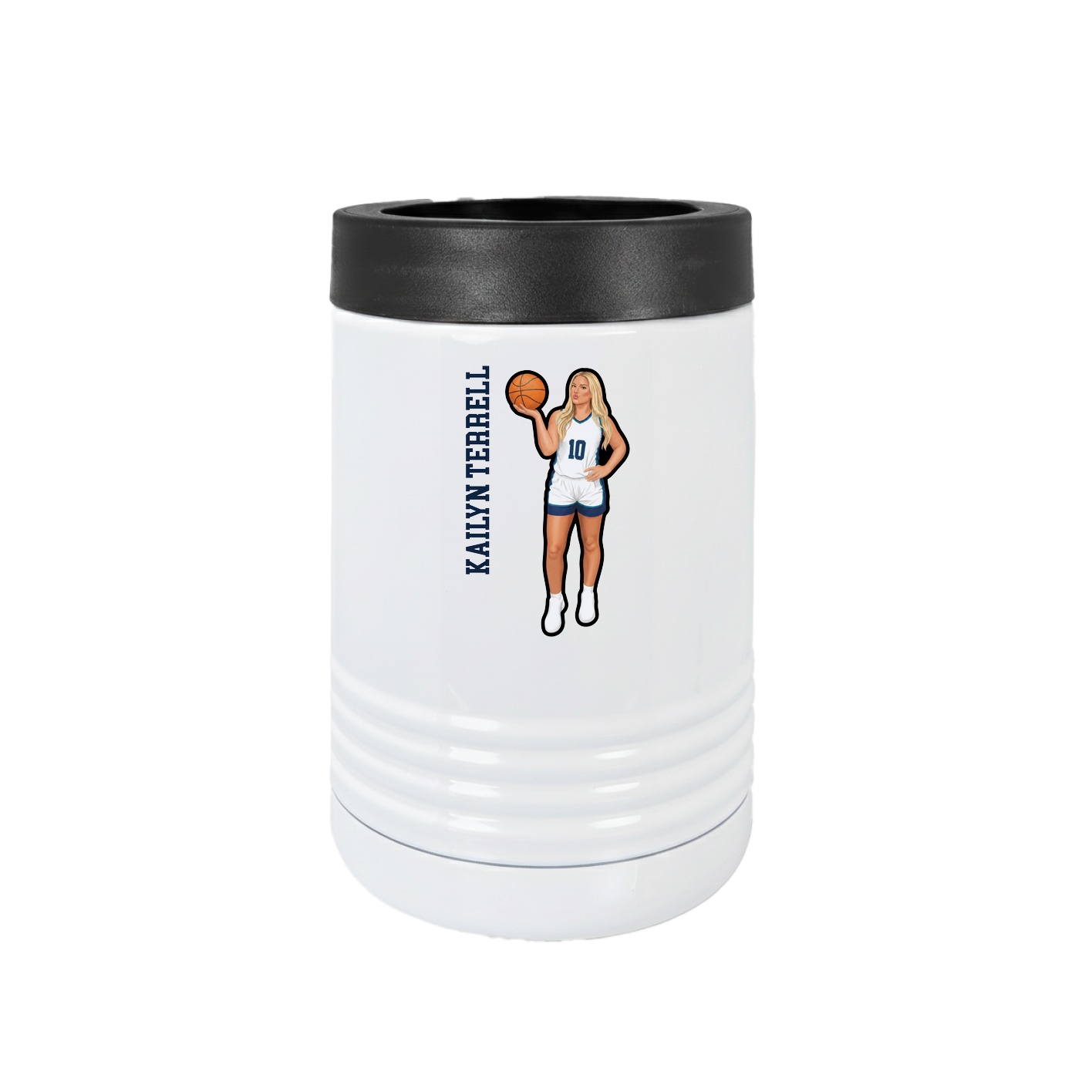 Beverage Holder — Name Vertical in White