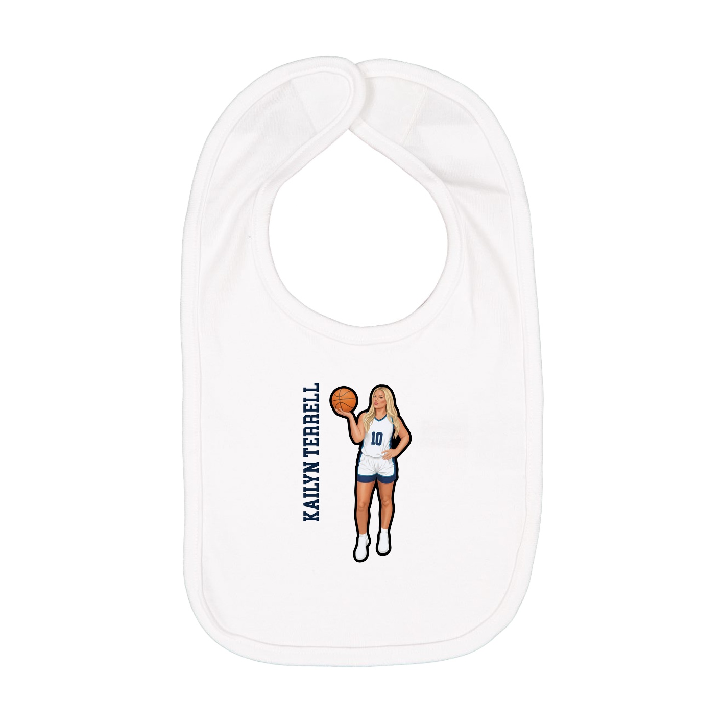 Infant Bib — Name Vertical in White