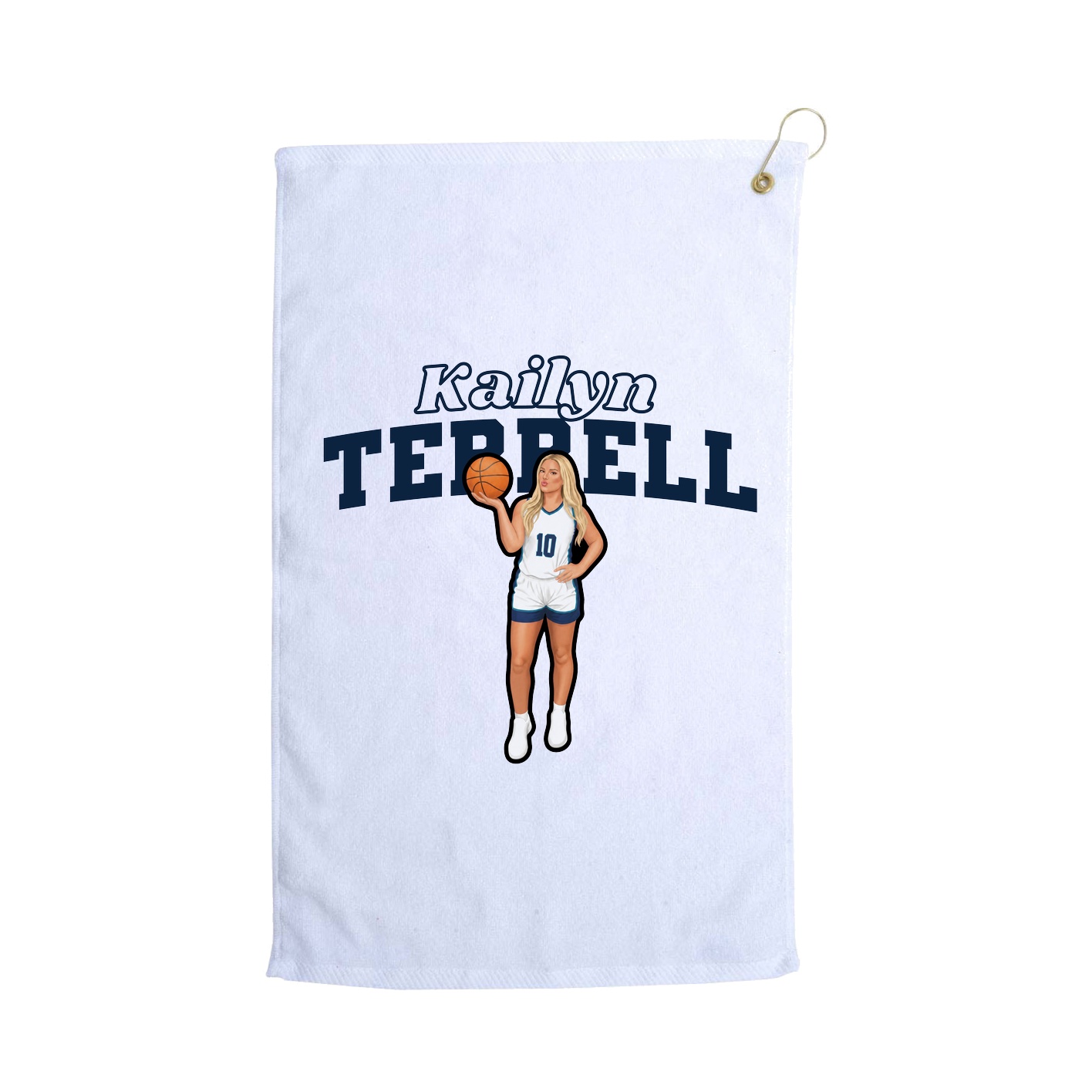 Golf Towel — Name Arch in White