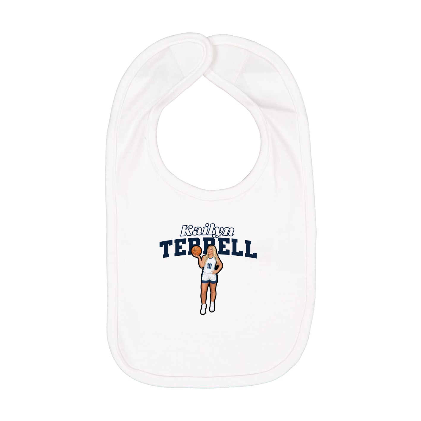 Infant Bib — Name Arch in White