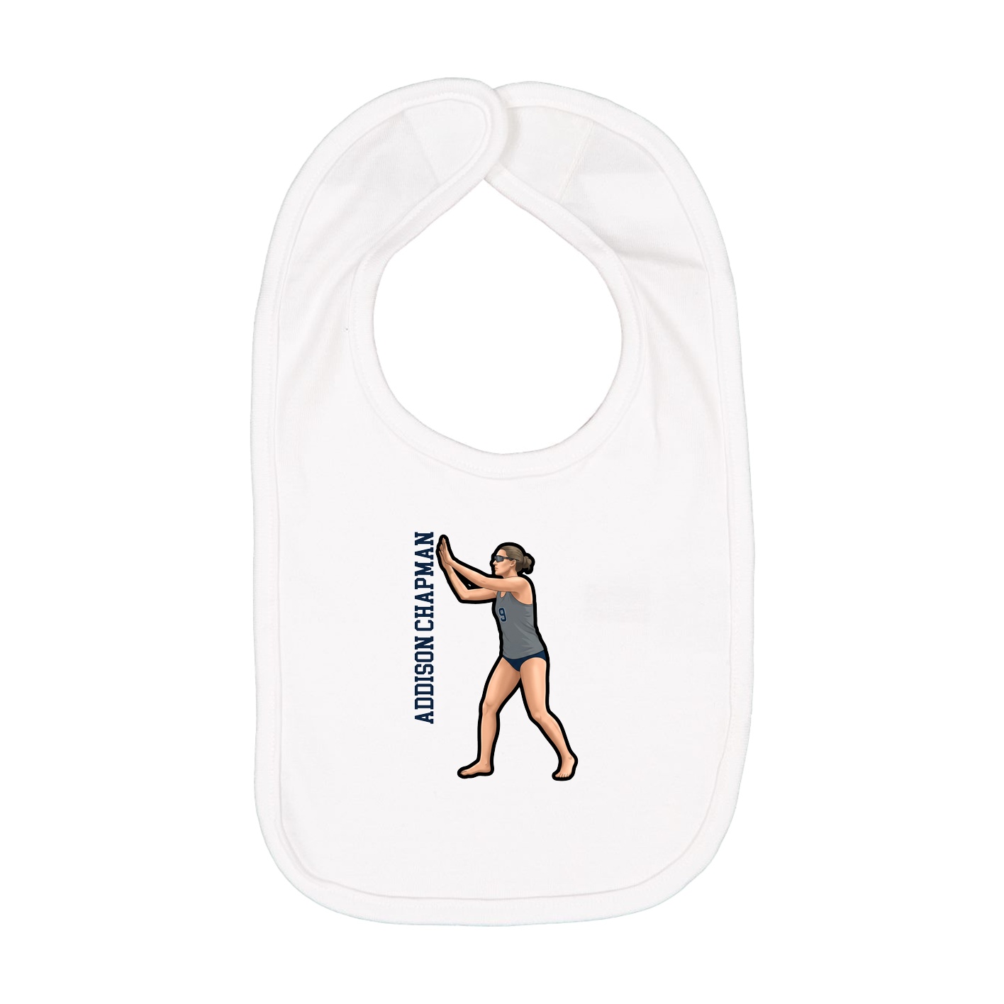 Infant Bib — Name Vertical in White