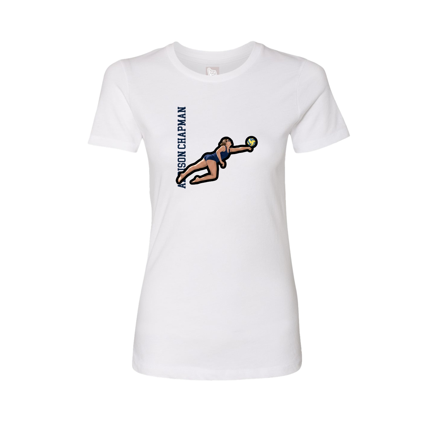 Fitted Women's Tee — Name Vertical in White