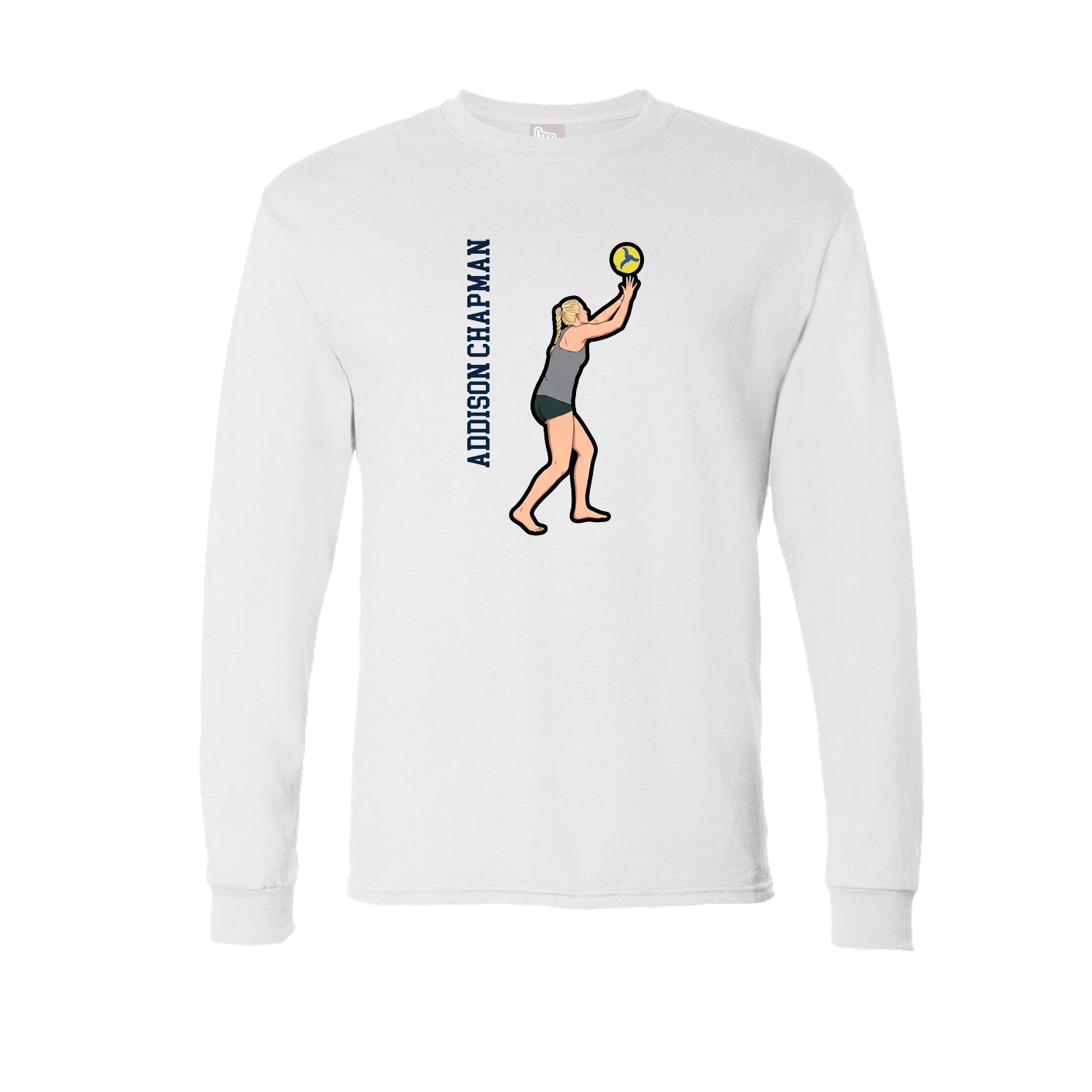 Long Sleeve Tee — Name Vertical in White