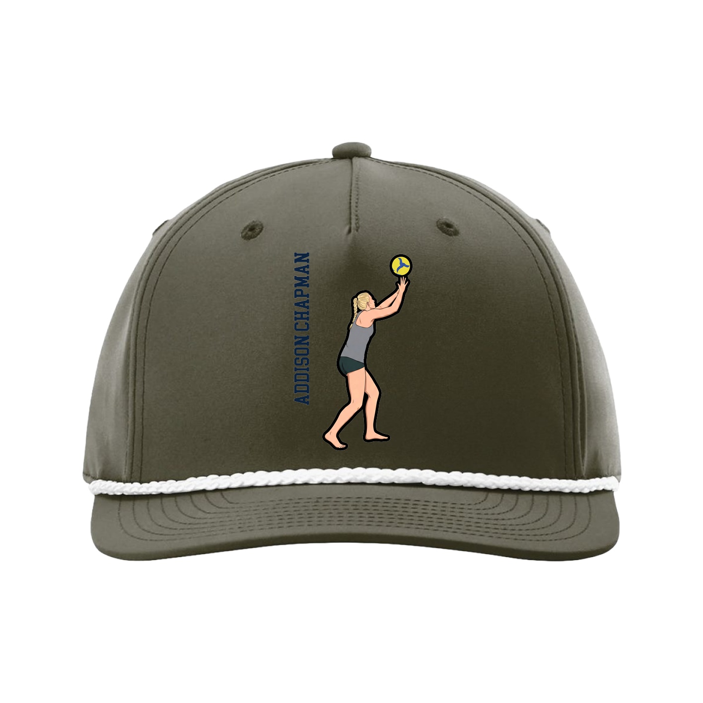 Five-Panel Classic Rope Cap — Name Vertical in Green
