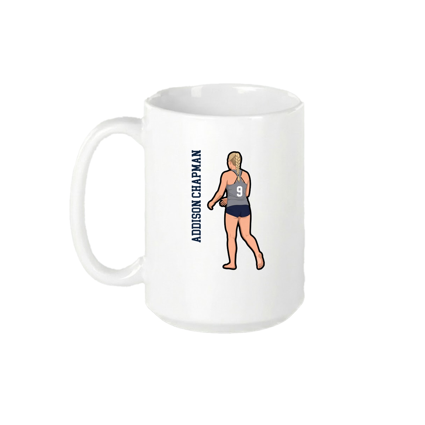15oz Coffee Mug — Name Vertical in White