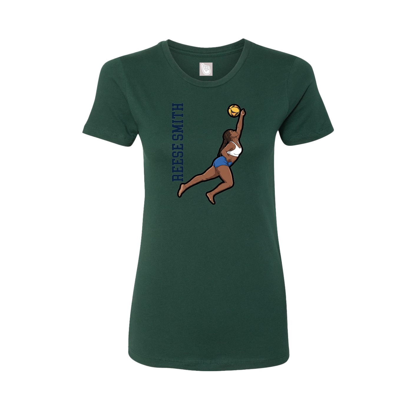 Fitted Women's Tee — Name Vertical in Green