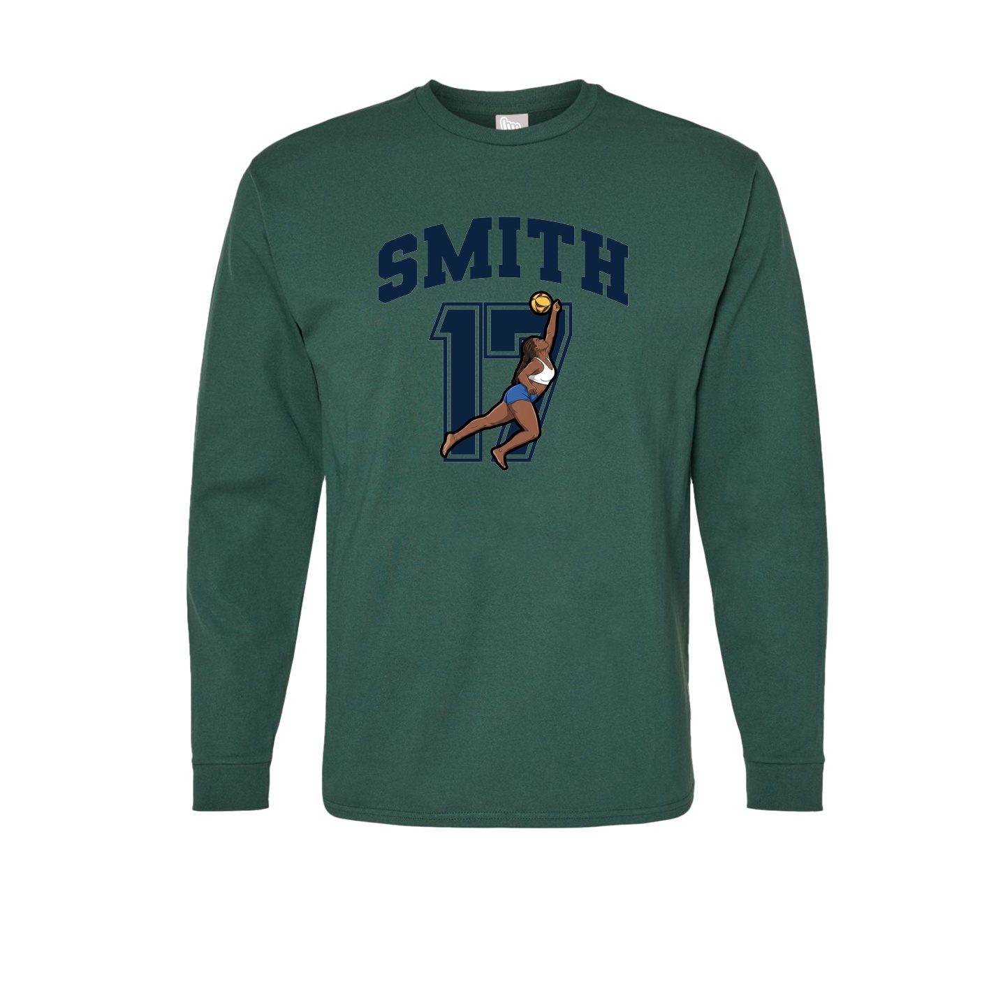 Long Sleeve Tee — Number in Green