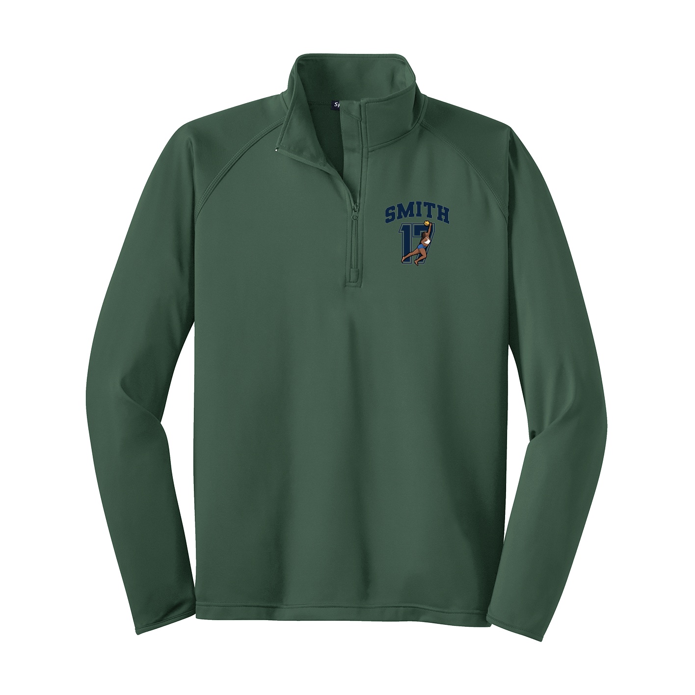 Q-Zip Pullover — Number in Green