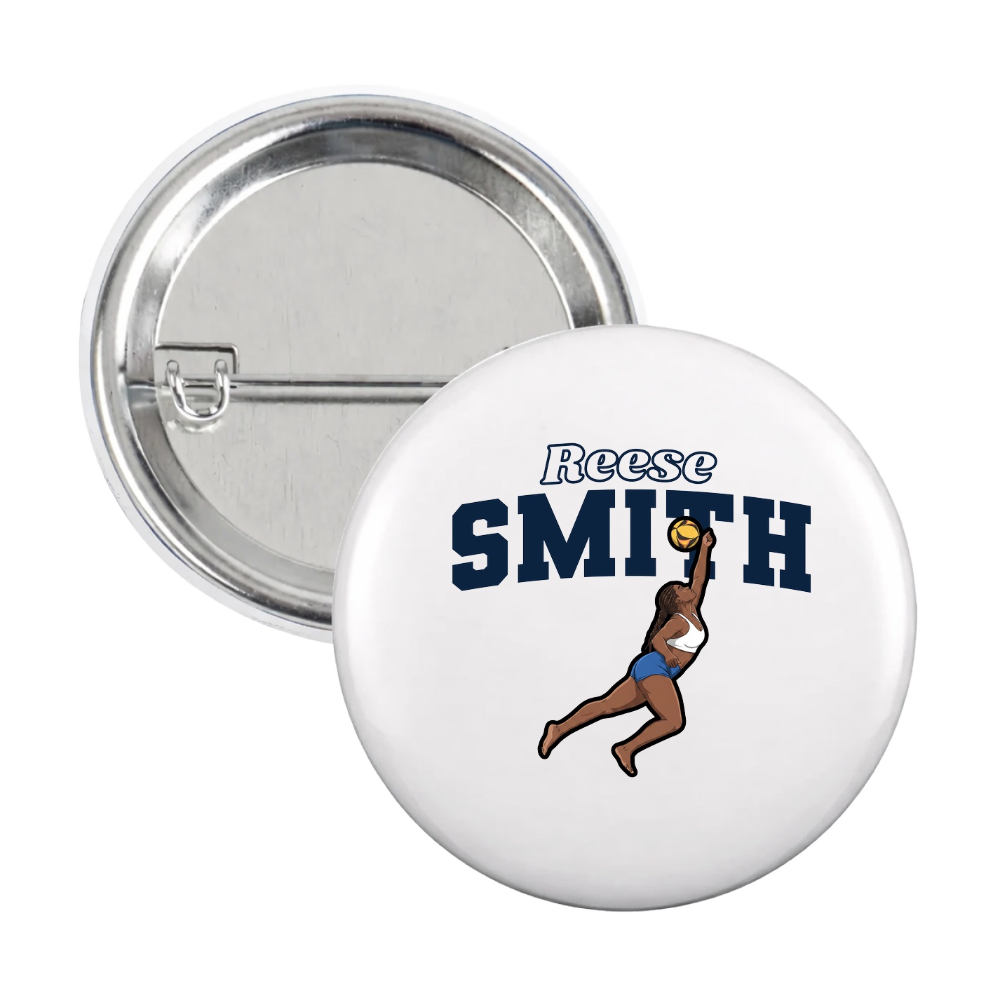 Game Day Button — Name Arch in White