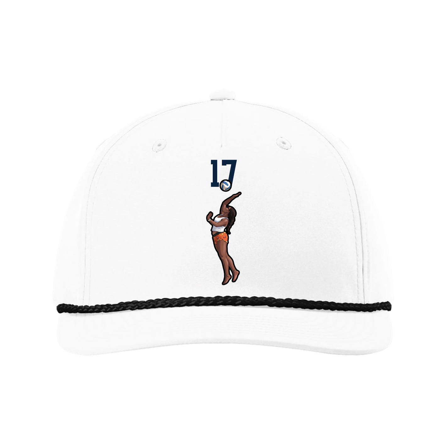 Five-Panel Classic Rope Cap — Number Top in White