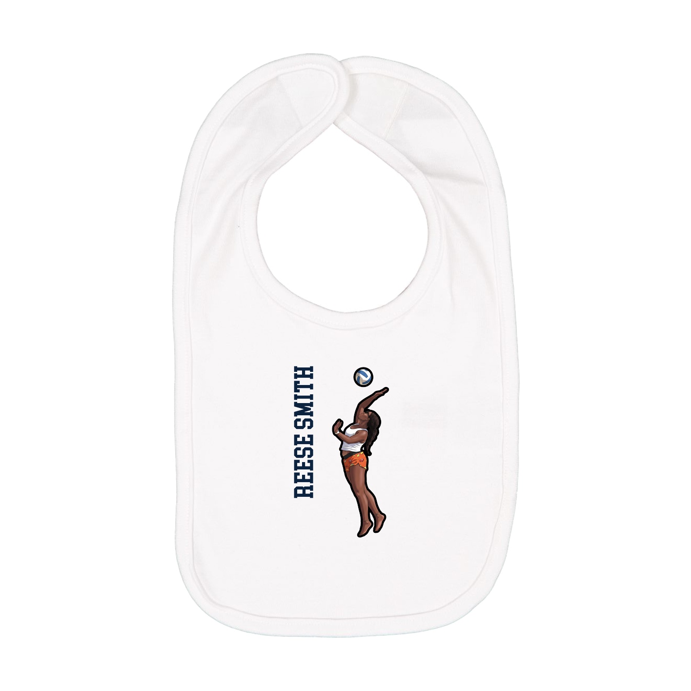 Infant Bib — Name Vertical in White