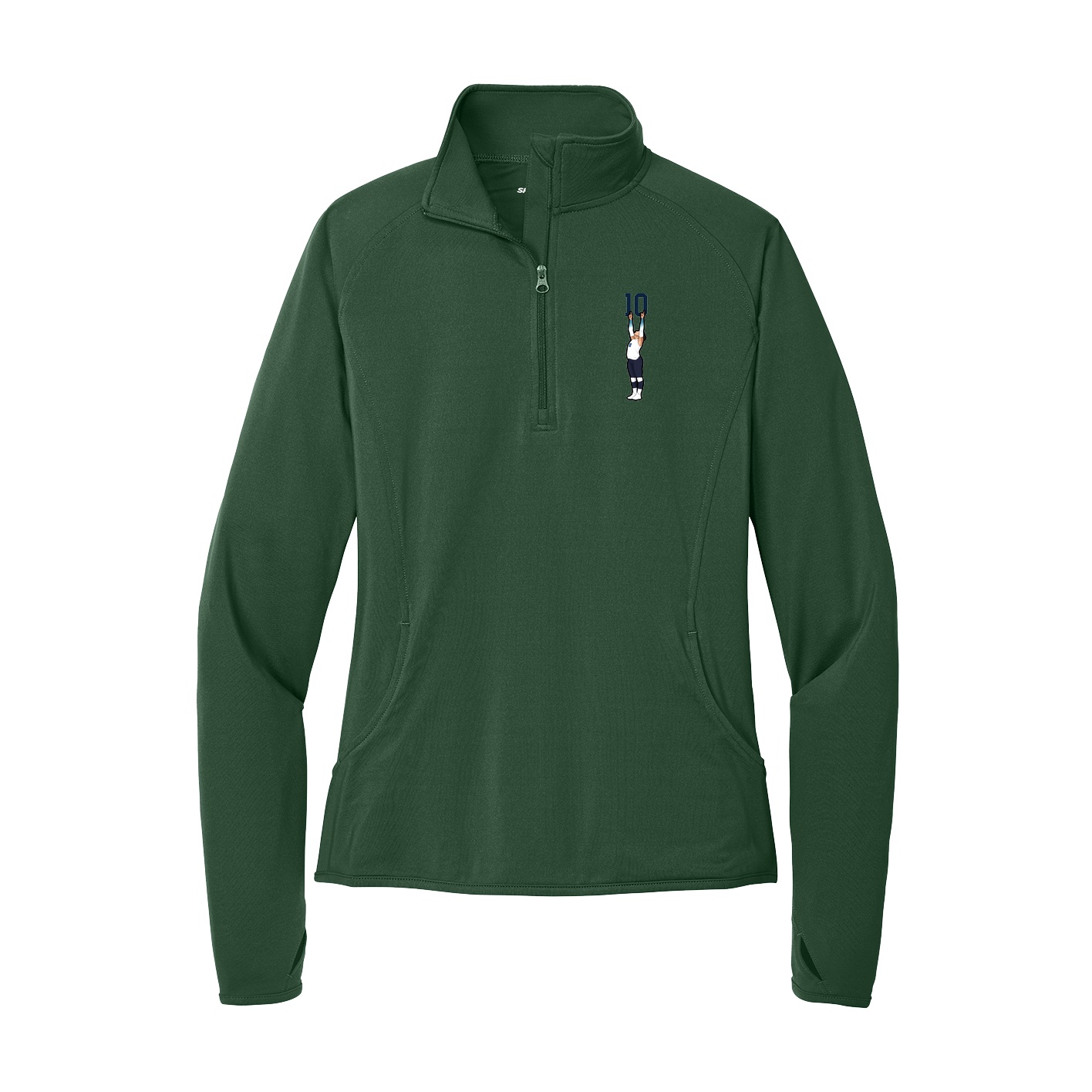 Women's Q-Zip Pullover — Number Top in Green