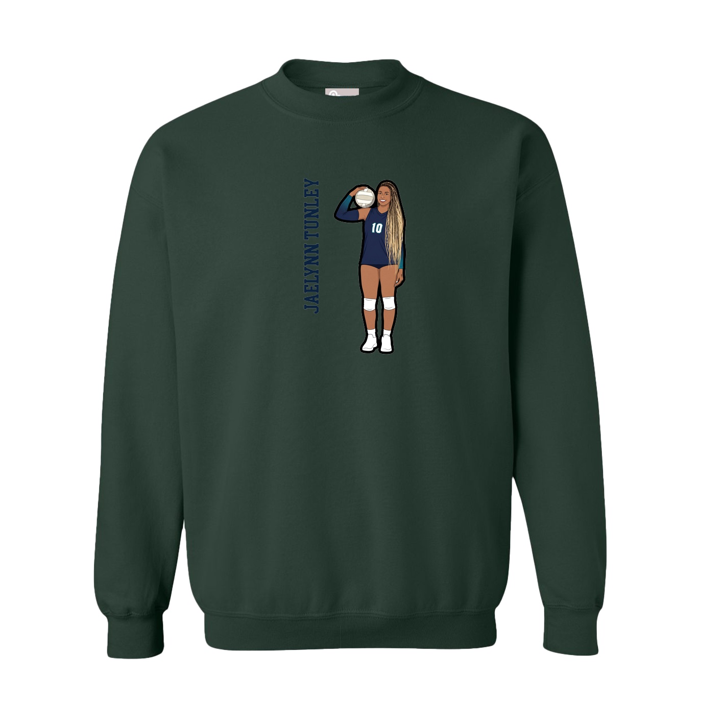 Fleece Crew — Name Vertical in Green