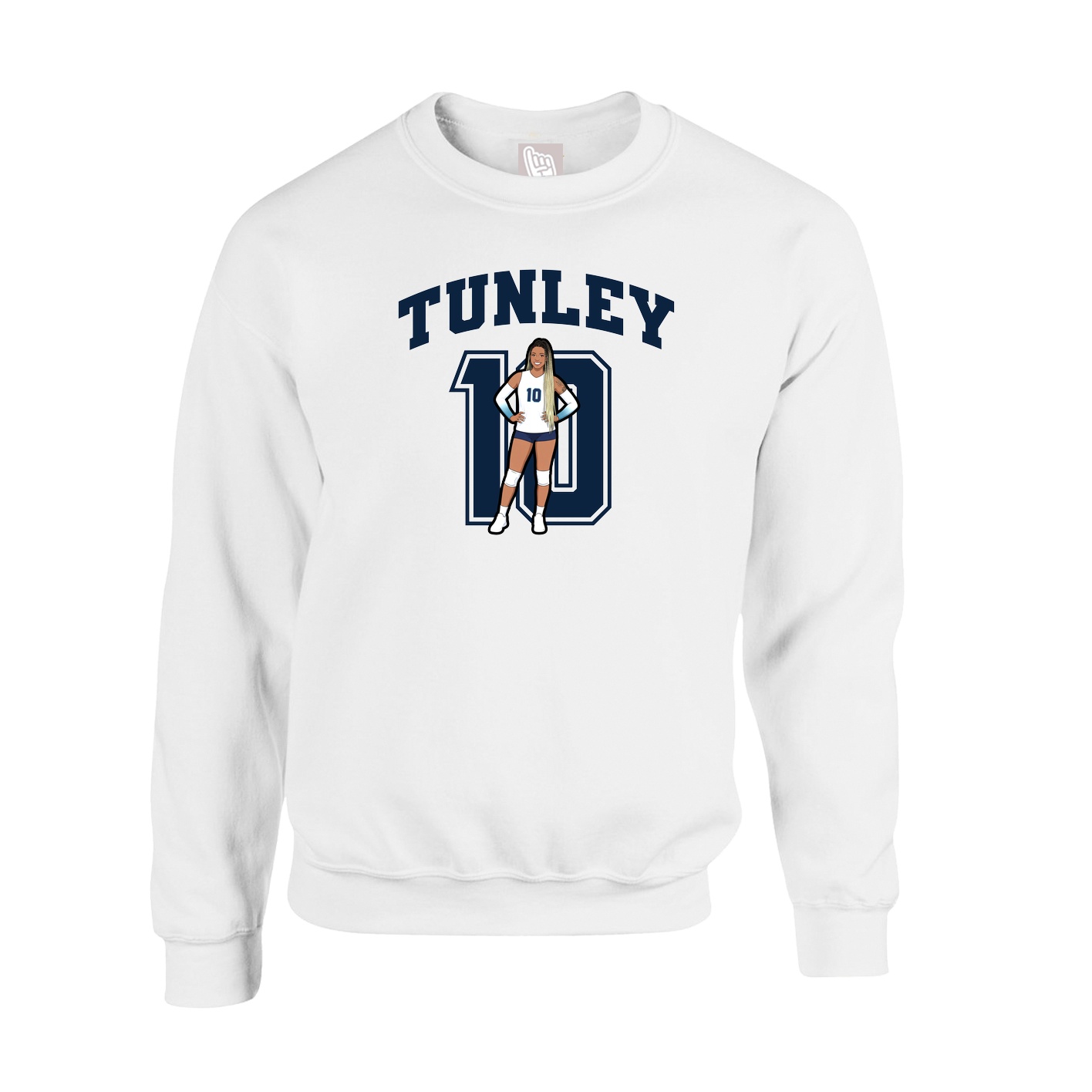 Fleece Crew — Number in White