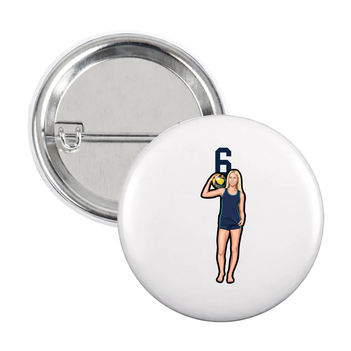 Game Day Button — Number Top in White