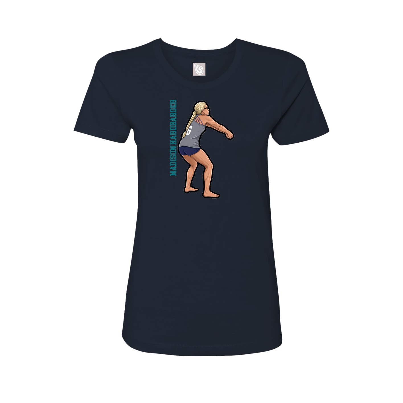 Fitted Women's Tee — Name Vertical in Navy