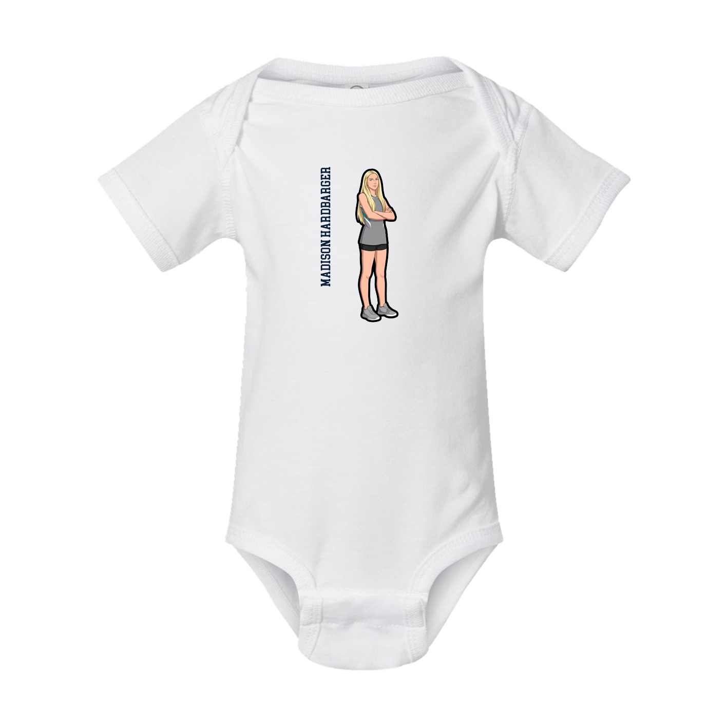 Baby Onesie — Name Vertical in White