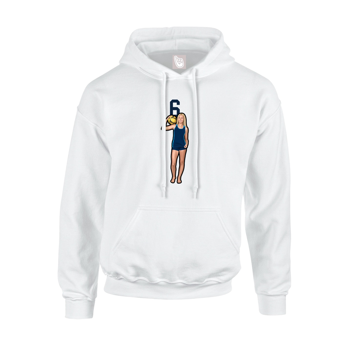 Youth Hoodie — Number Top in White