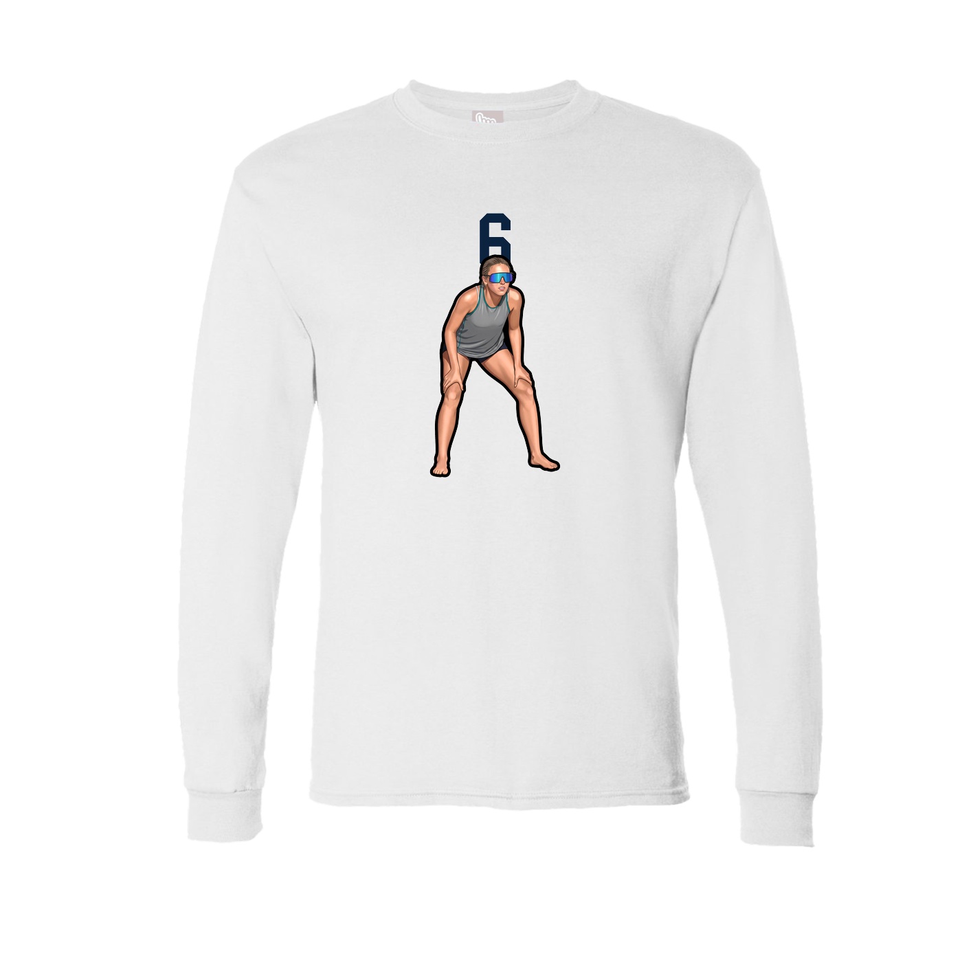 Long Sleeve Tee — Number Top in White