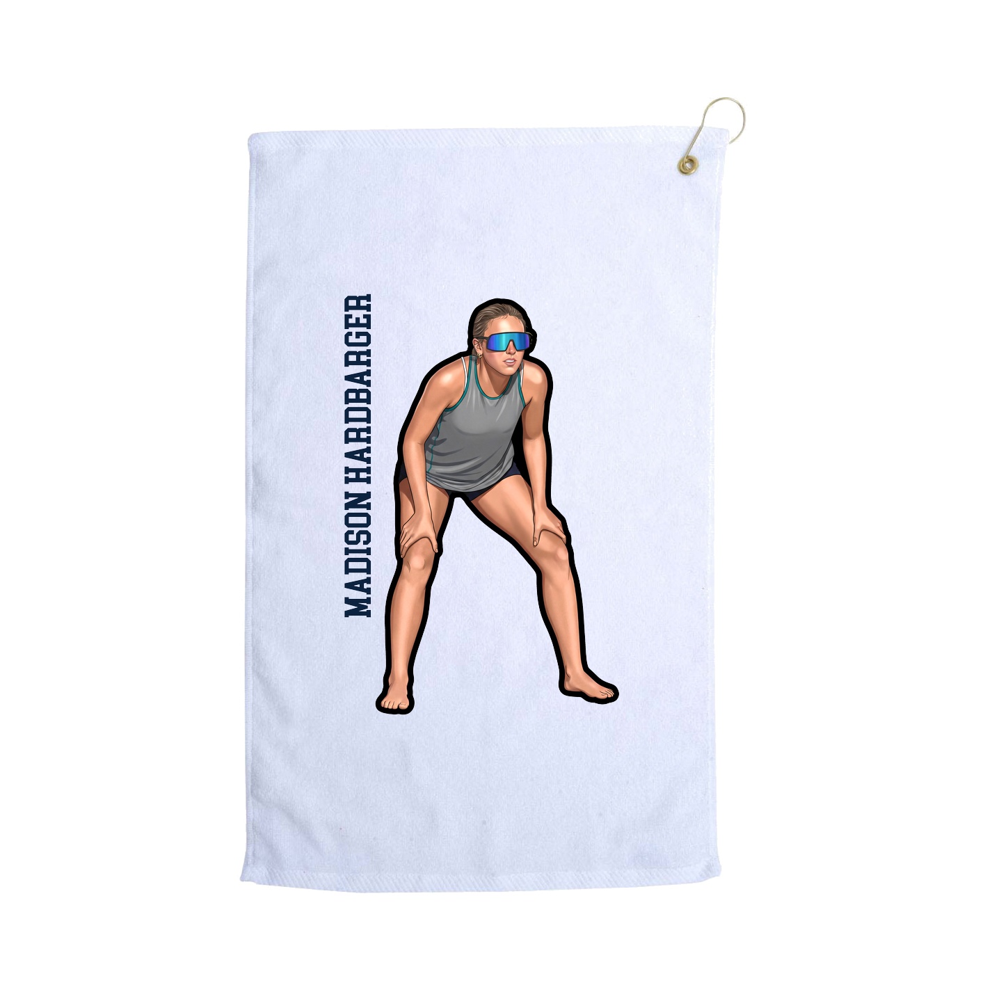 Golf Towel — Name Vertical in White