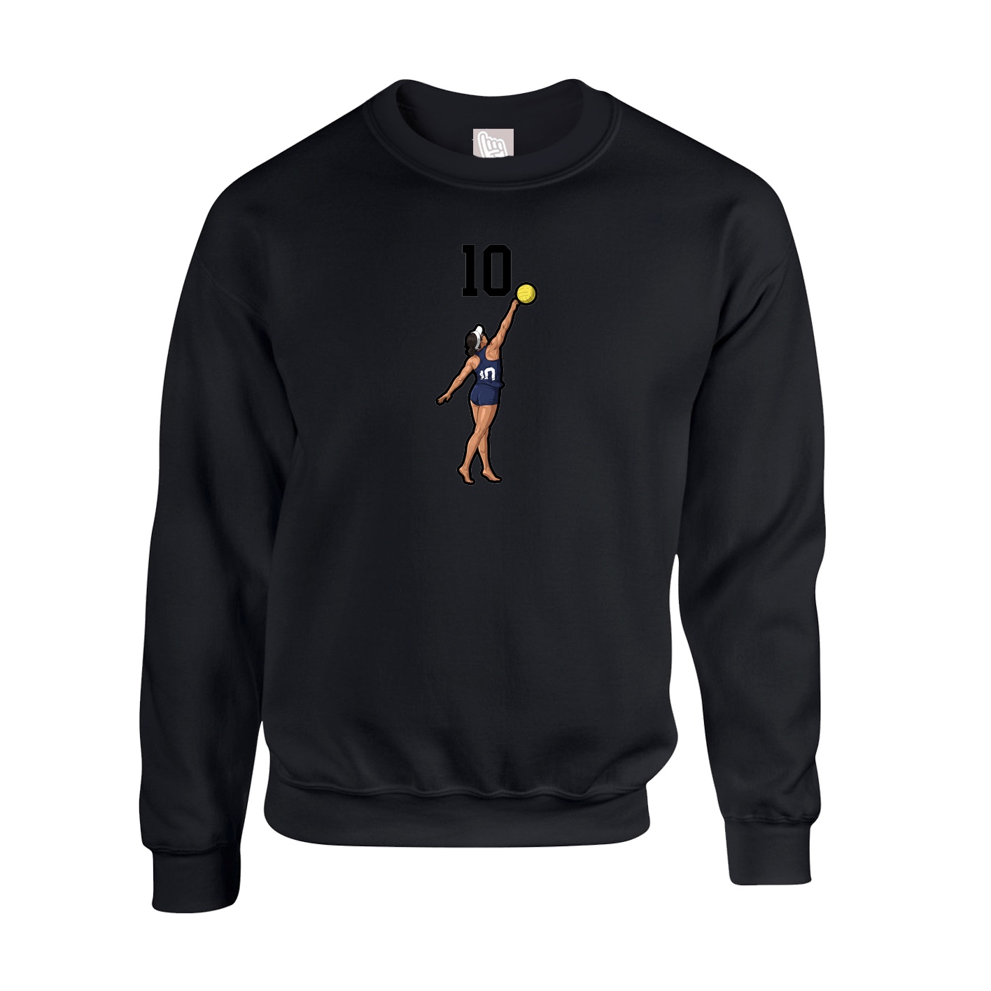 Fleece Crew — Number Top in Black