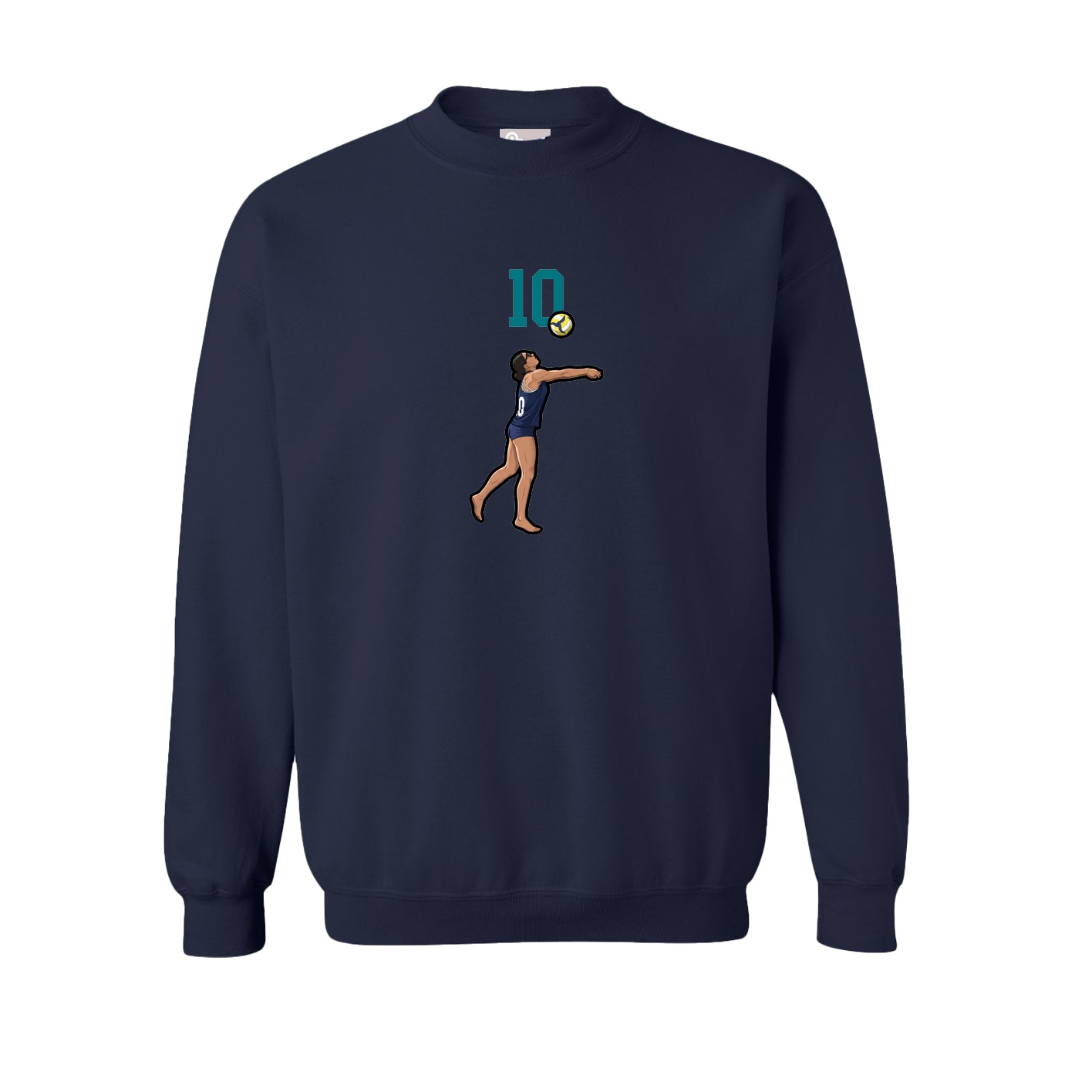 Fleece Crew — Number Top in Navy
