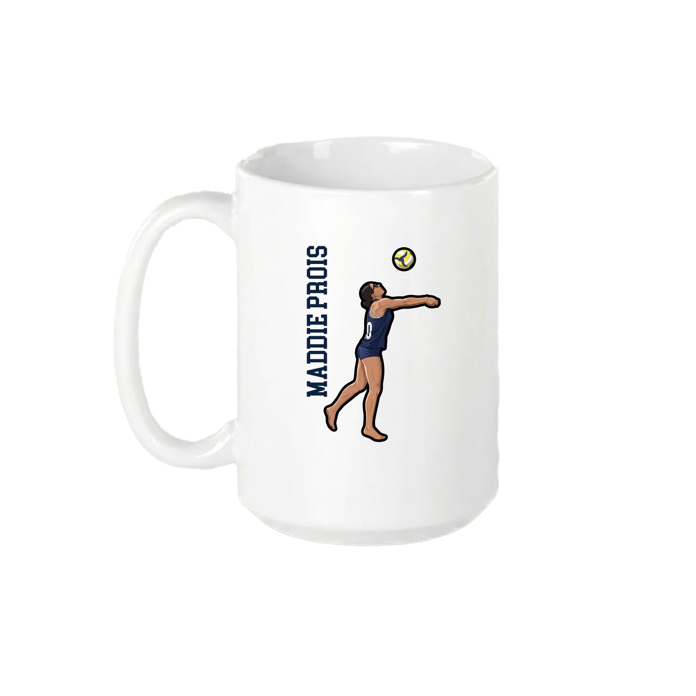 15oz Coffee Mug — Name Vertical in White