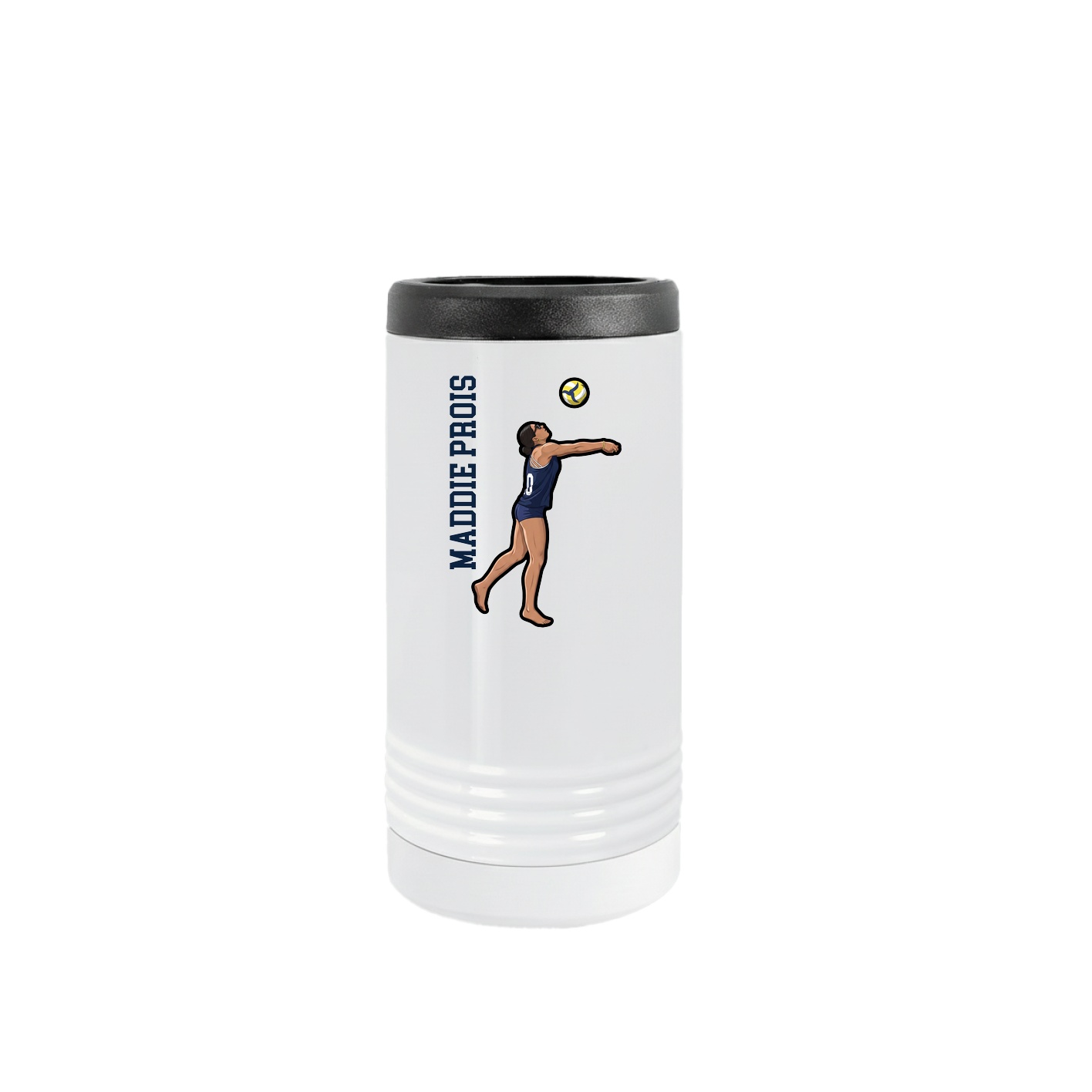 Slim Beverage Holder — Name Vertical in White