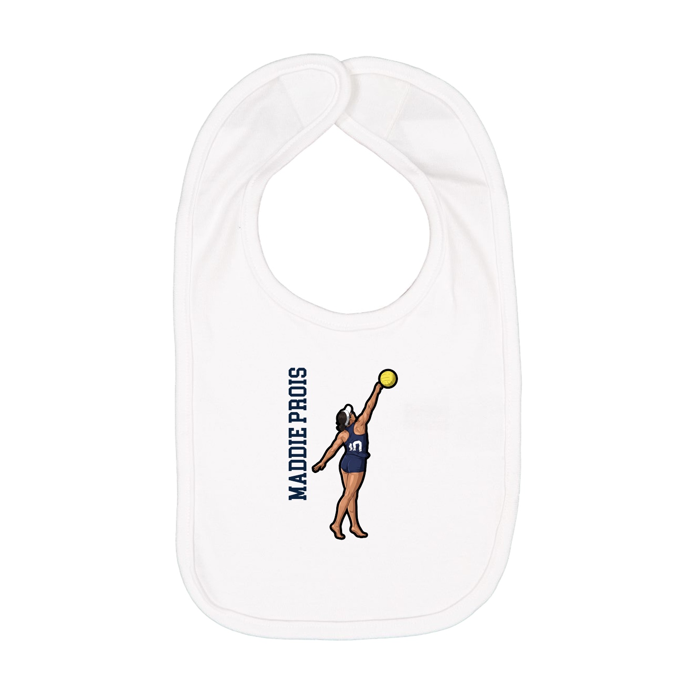 Infant Bib — Name Vertical in White